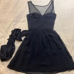 BCBG Max Azria Pheobe Silk Navy Blue Mini Dress Size 4 Medium